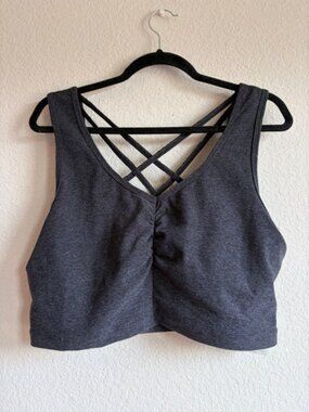 NWT Zella Sports Bra Womens XXL Black Criss Cross Back Workout Athletic Crop top